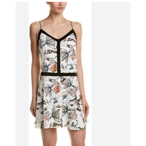 Anthropologie Cooper & Ella Dress S Small Koi Print Faux Silk Washable $288 NEW - Picture 1 of 11